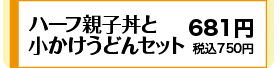 ハーフ親子丼と小かけうどんのセット 681円(税込750円)